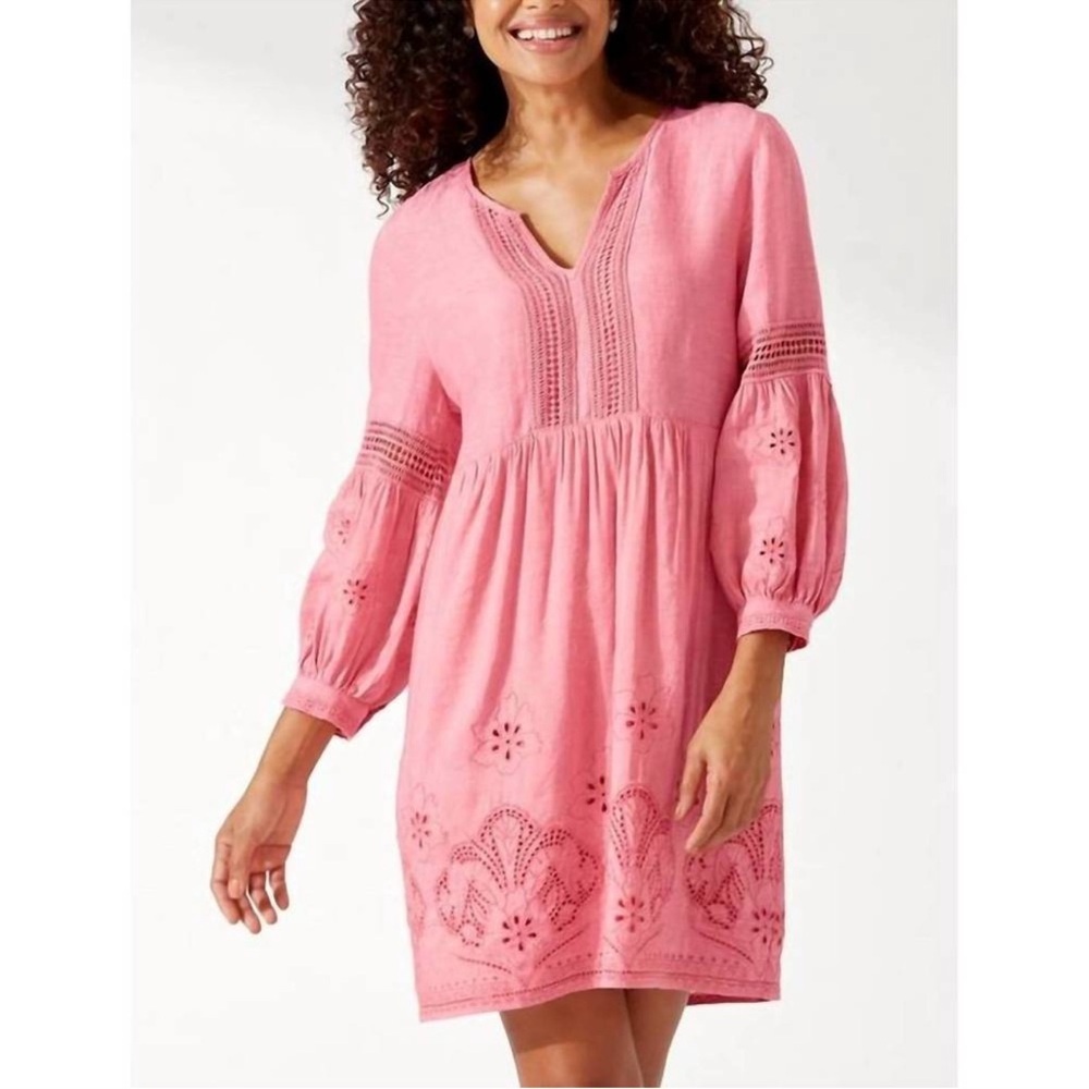 Sold📍📍📍🔥TOMMY BAHAMA LUCIA SPLIT NECK Linen DRESS Size S